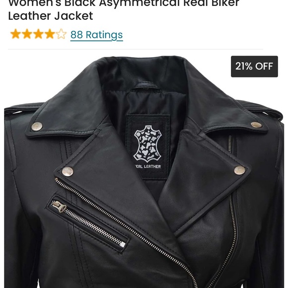 Black Leather Biker Jacket - Picture 3 of 4